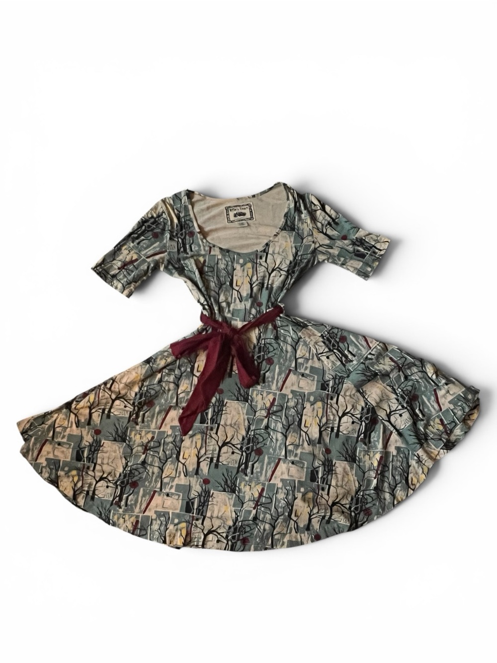 Effie's Heart Woodland Print Fit Flare Dress Pockets Whimsigoth Indie Coquette L